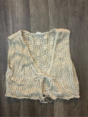 Roxy cream crochet knit vest